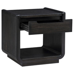 Leandro 1-drawer Wood Occasional Side End Table Burnished Black - What&
