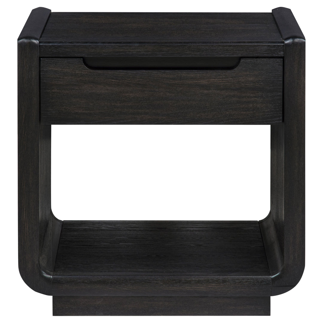 Leandro 1-drawer Wood Occasional Side End Table Burnished Black - What&