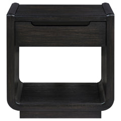 Leandro 1-drawer Wood Occasional Side End Table Burnished Black - What&