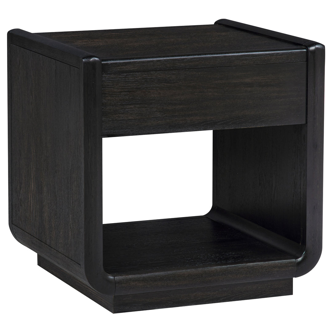 Leandro 1-drawer Wood Occasional Side End Table Burnished Black - What&