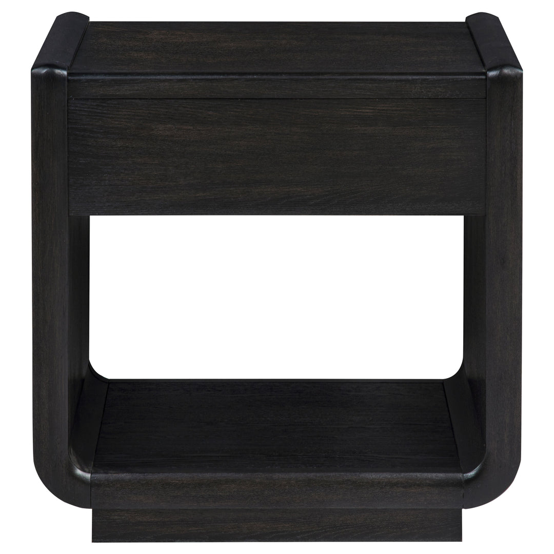 Leandro 1-drawer Wood Occasional Side End Table Burnished Black - What&