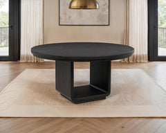 Leandro 60-inch Round Dining Table Burnished Black - What&
