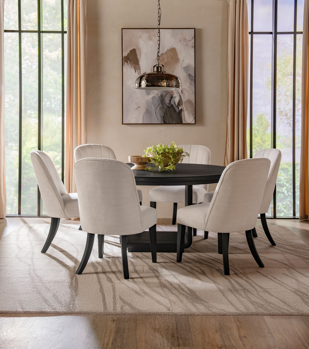 Leandro 60-inch Round Dining Table Burnished Black - What&