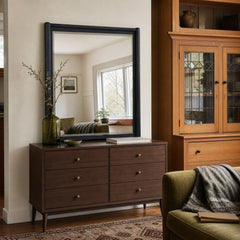 Leandro Dresser Mirror Burnished Black styled in Portland Sellwood cottage living room - What&