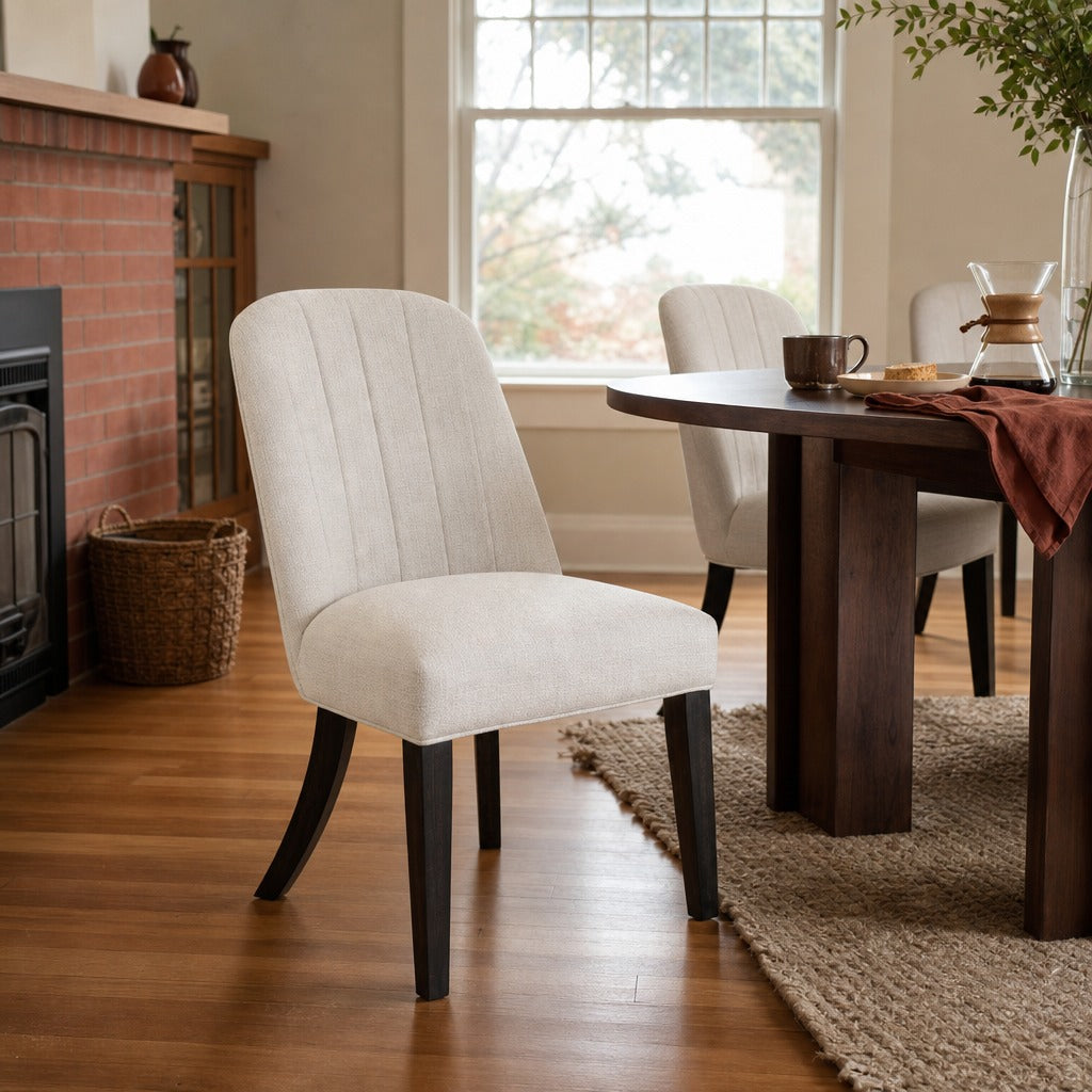 Leandro Upholstered Dining Side Chair Cream Set Of 2 styled in Portland Ladd&