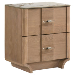 Leanne 2-drawer Sinter Stone Top Nightstand Light Oak - What&