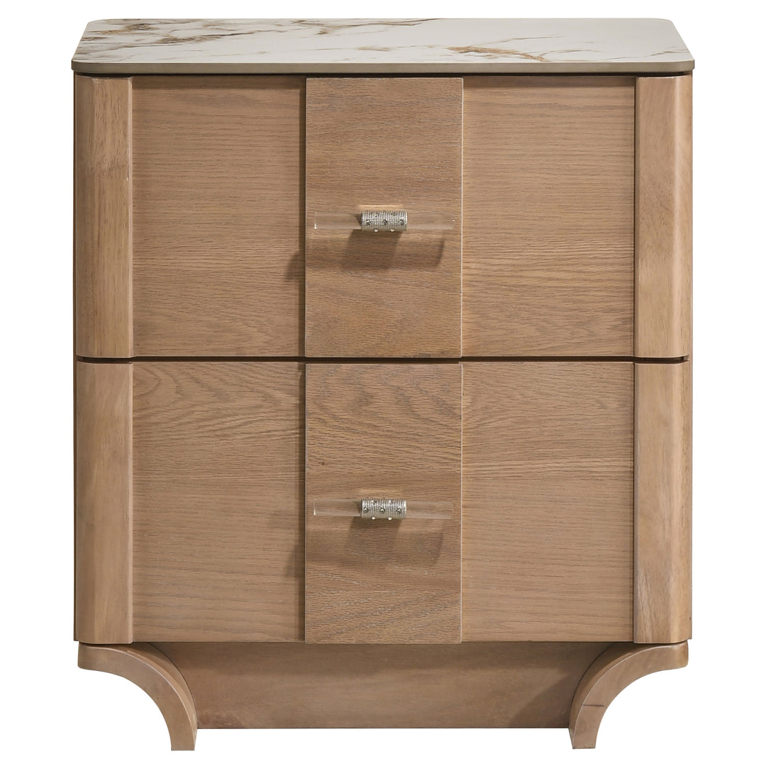 Leanne 2-drawer Sinter Stone Top Nightstand Light Oak - What&