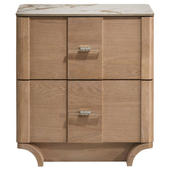 Leanne 2-drawer Sinter Stone Top Nightstand Light Oak - What&