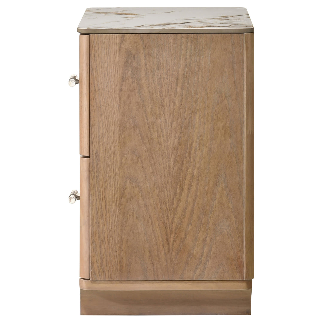 Leanne 2-drawer Sinter Stone Top Nightstand Light Oak - What&