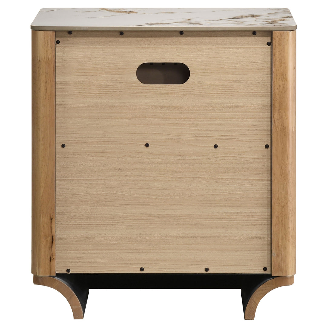 Leanne 2-drawer Sinter Stone Top Nightstand Light Oak - What&