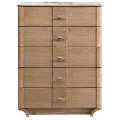 Leanne 5-drawer Sinter Stone Top Chest of Drawers Light Oak - What&