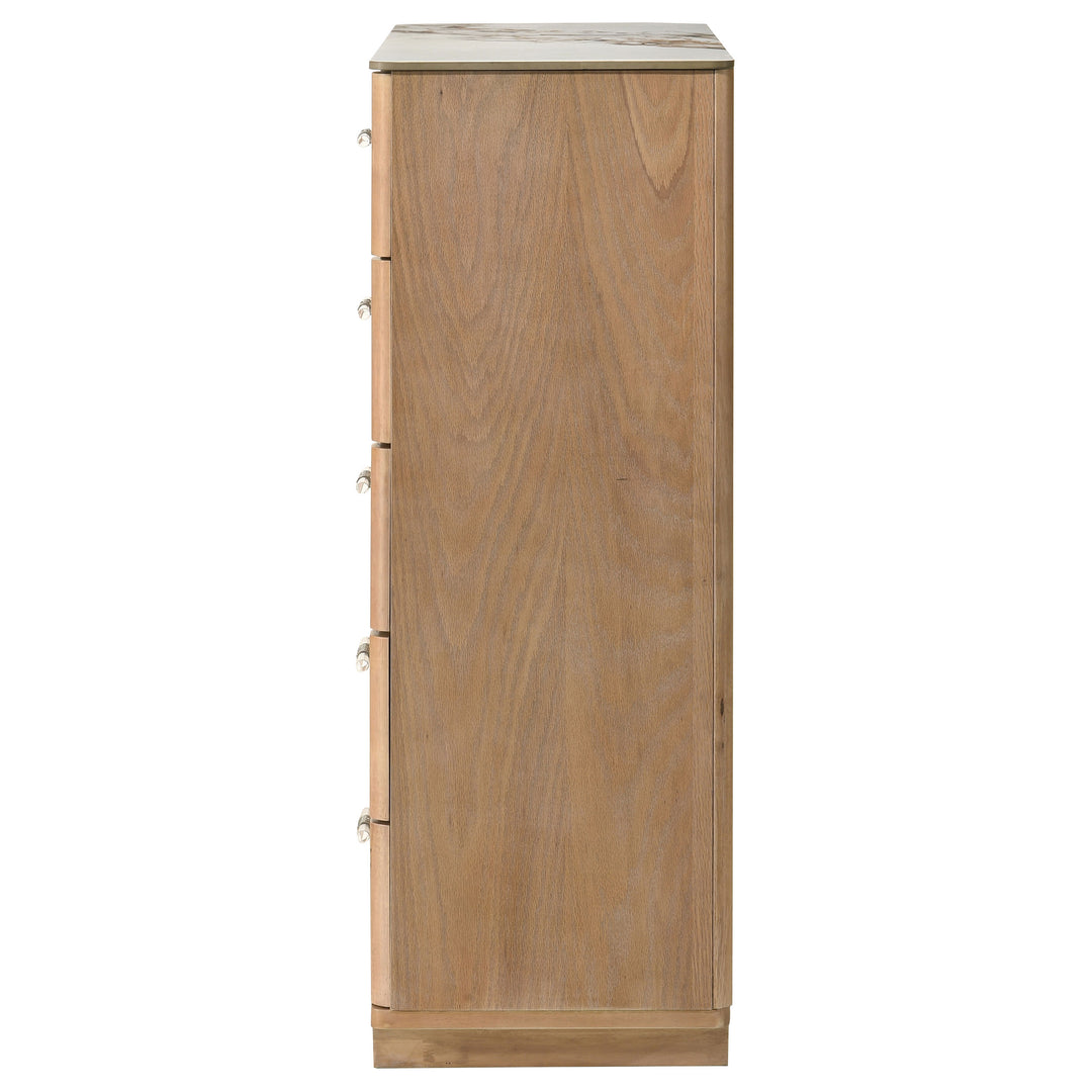 Leanne 5-drawer Sinter Stone Top Chest of Drawers Light Oak - What&