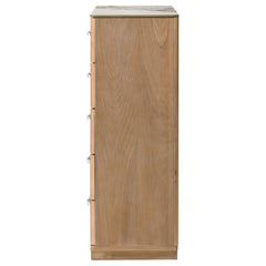 Leanne 5-drawer Sinter Stone Top Chest of Drawers Light Oak - What&