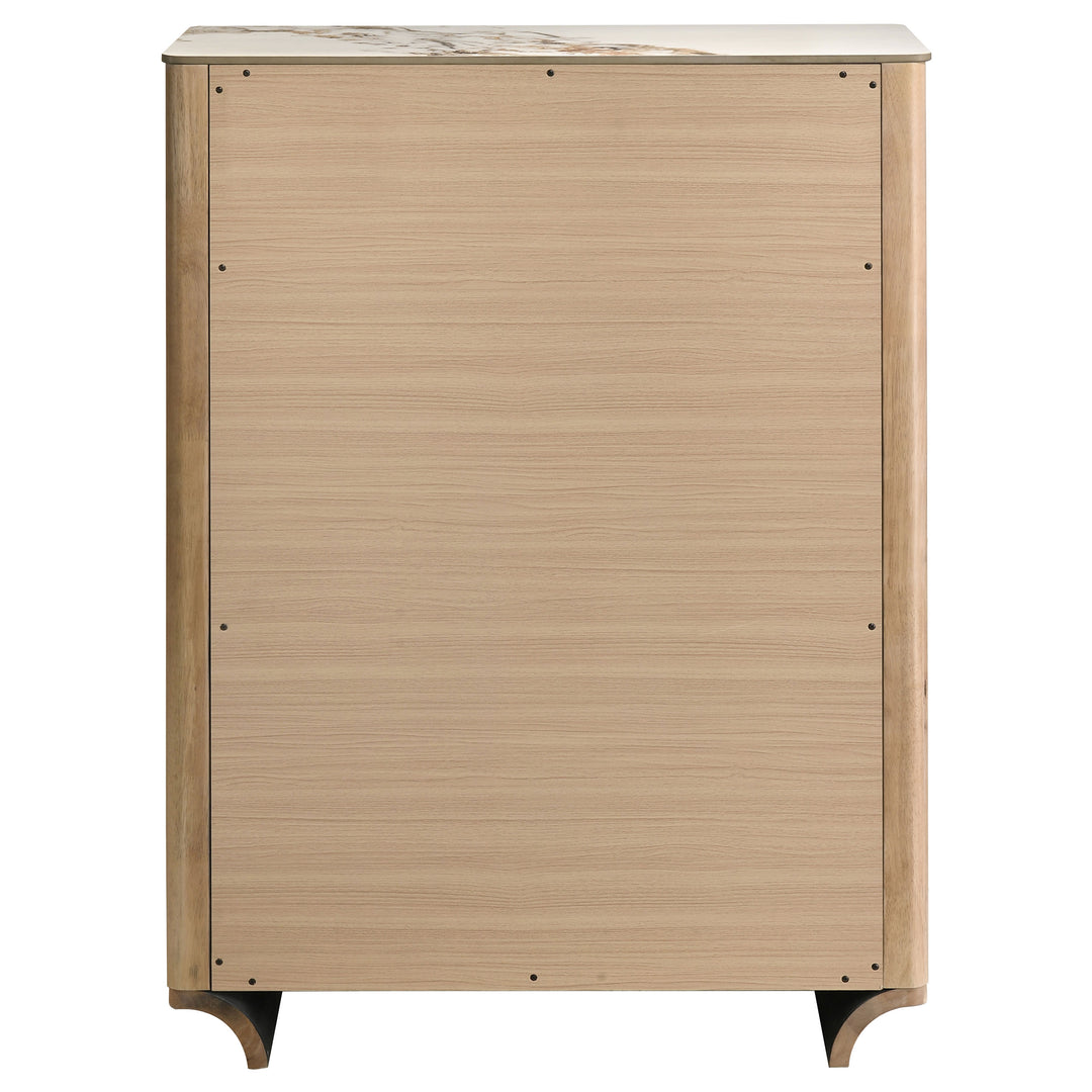 Leanne 5-drawer Sinter Stone Top Chest of Drawers Light Oak - What&