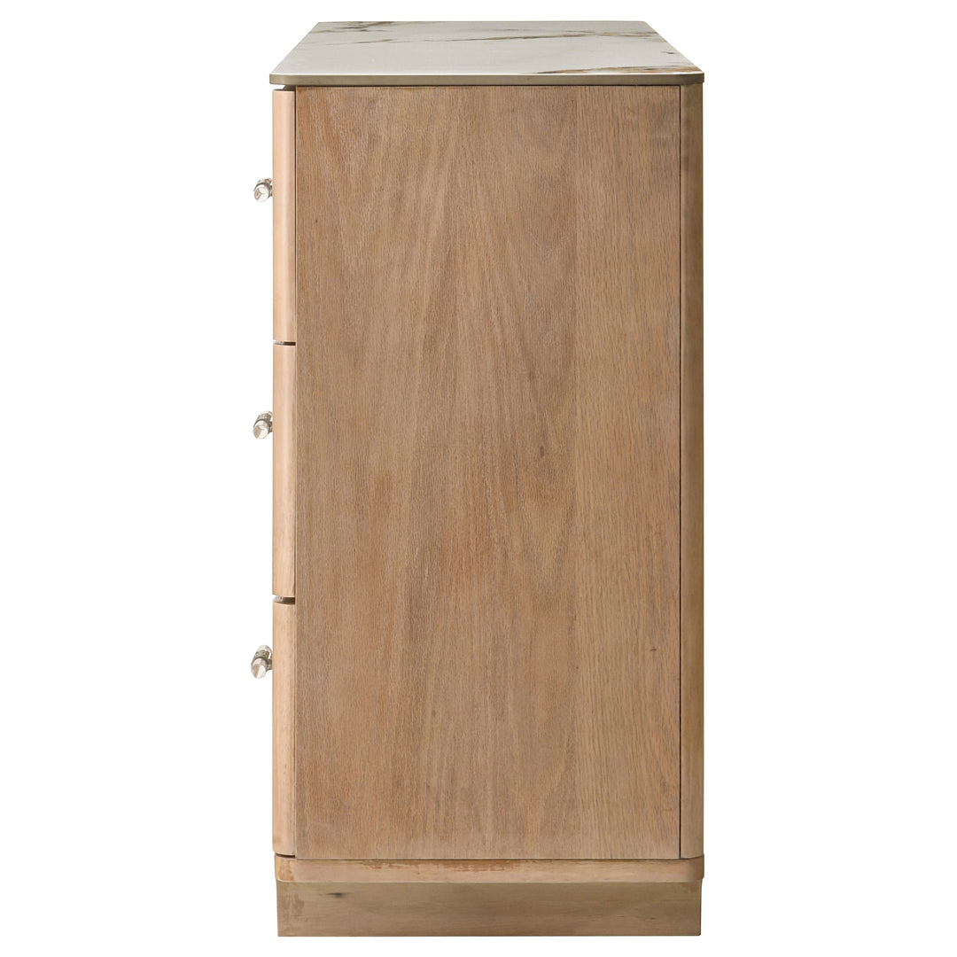 Leanne 6-drawer Sinter Stone Top Dresser Cabinet Light Oak - What&