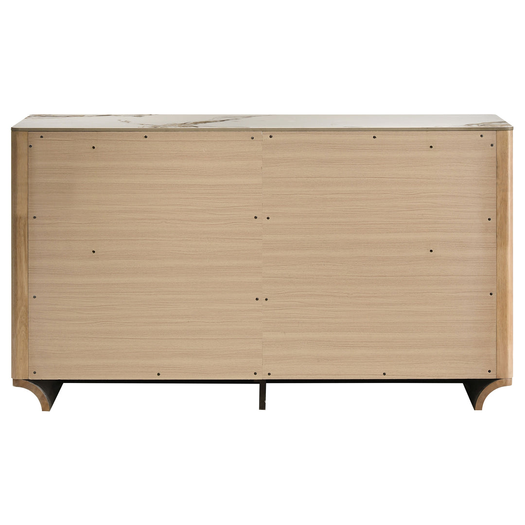 Leanne 6-drawer Sinter Stone Top Dresser Cabinet Light Oak - What&