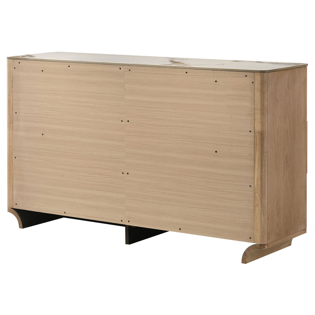 Leanne 6-drawer Sinter Stone Top Dresser Cabinet Light Oak - What&
