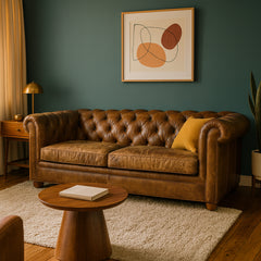 Leather Chesterfield Sofa detail view 2 - Whats New Furniture - Portland, Oregon