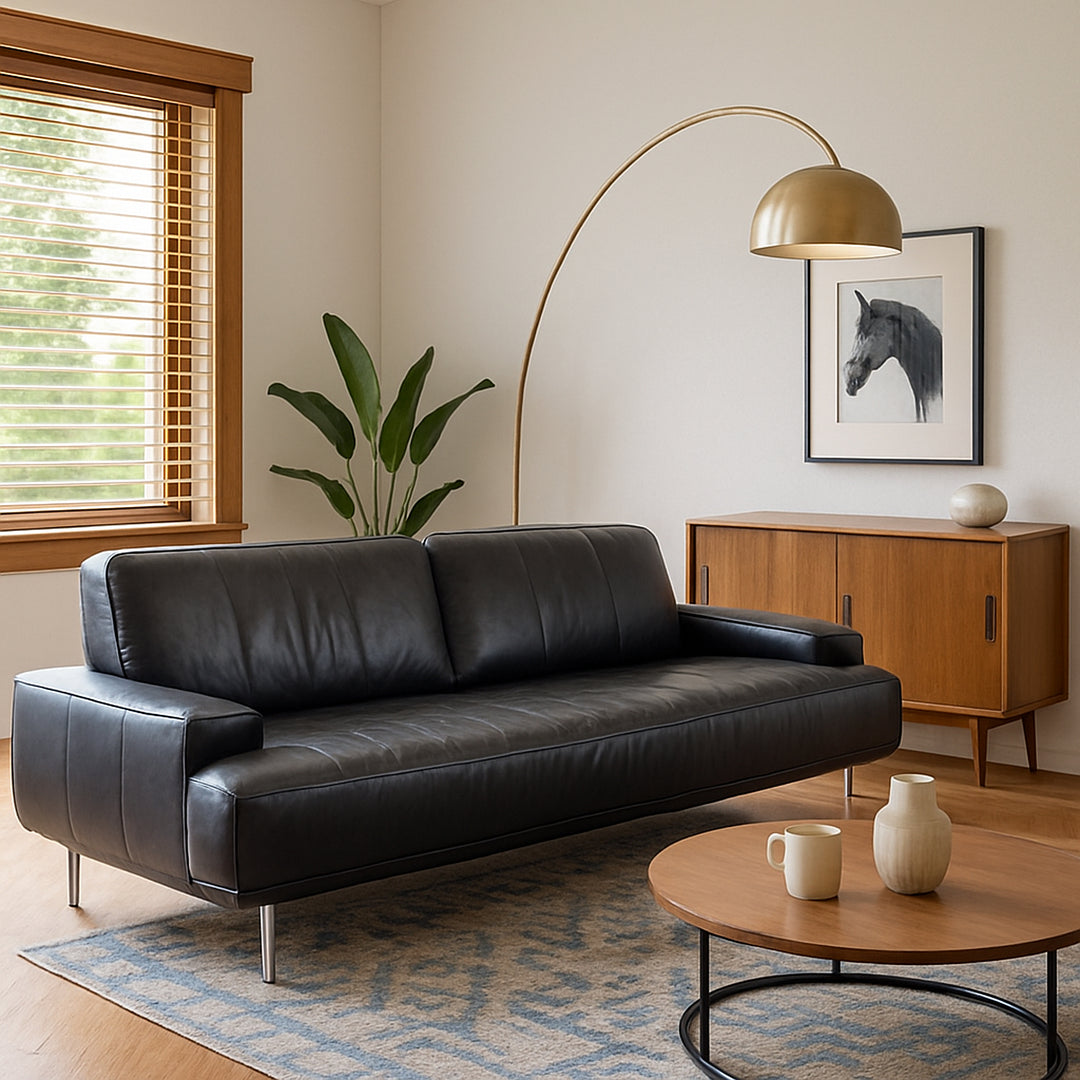 Leather Low Sofa detail view 2 - Whats New Furniture - Portland, Oregon