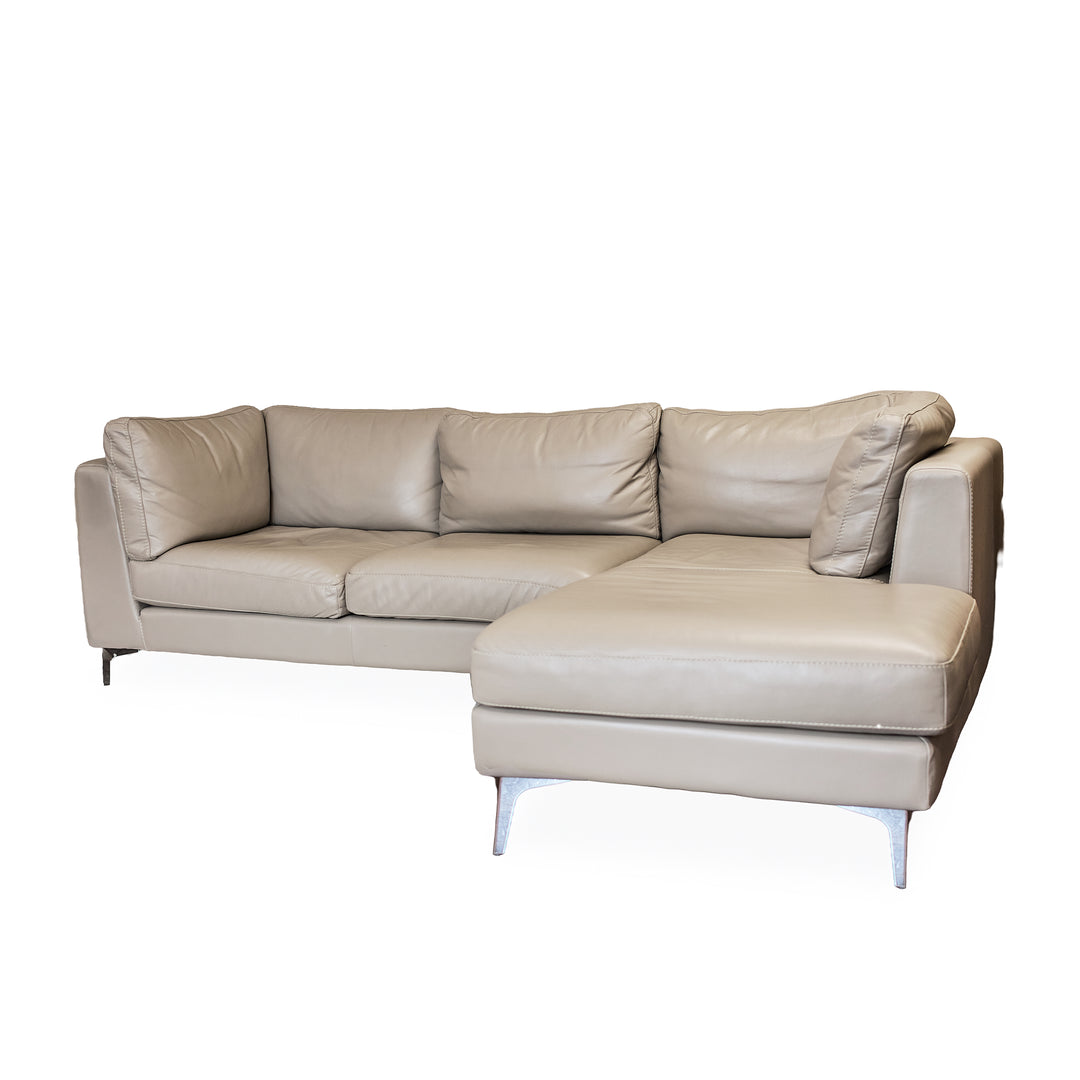 Leather Sectional with Chrome Feet detail view - Whats New Furniture - Portland, Oregon