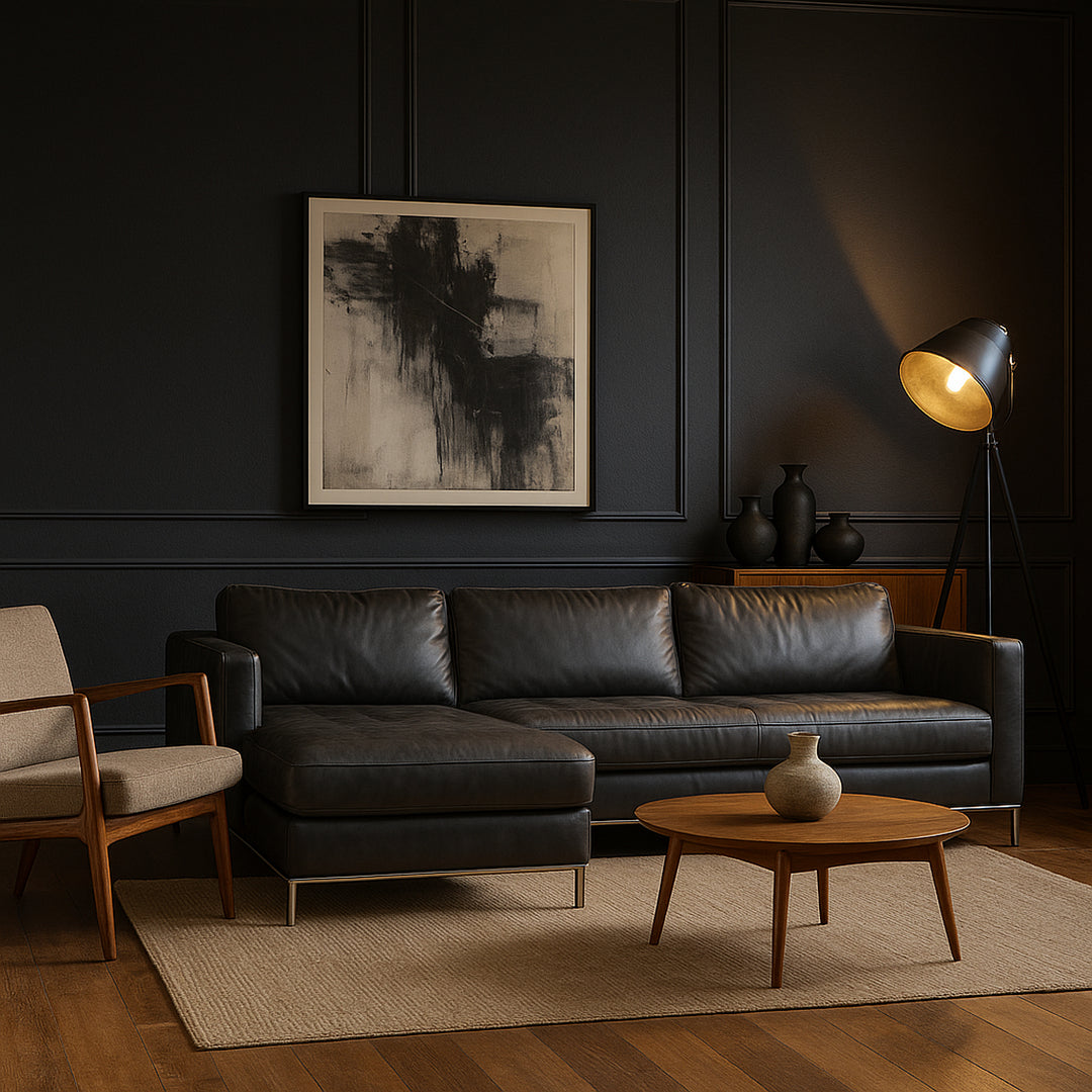 NATUZZI Leather Sofa Chaise detail view 2 - Whats New Furniture - Portland, Oregon