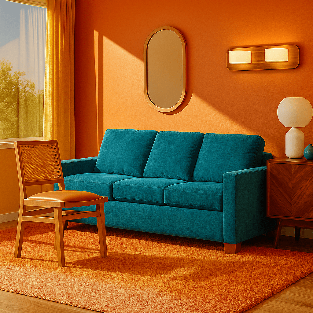 Legacy Sleeper Sofa in fabric top-down view - mid-century sleeper sofa by Stanton - Whats New Furniture Portland OR
