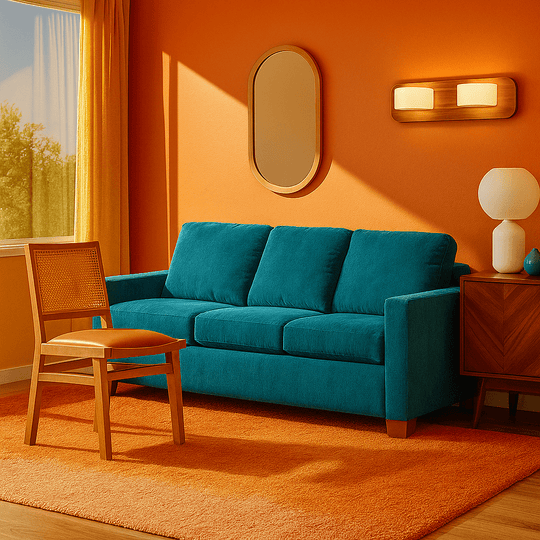 Legacy Sleeper Sofa in fabric top-down view - mid-century sleeper sofa by Stanton - Whats New Furniture Portland OR
