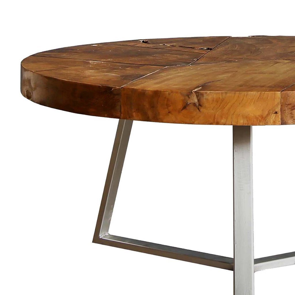Leon Coffee Table in Reclaimed Teak detail view - round coffee table by NPD - Whats New Furniture Portland OR