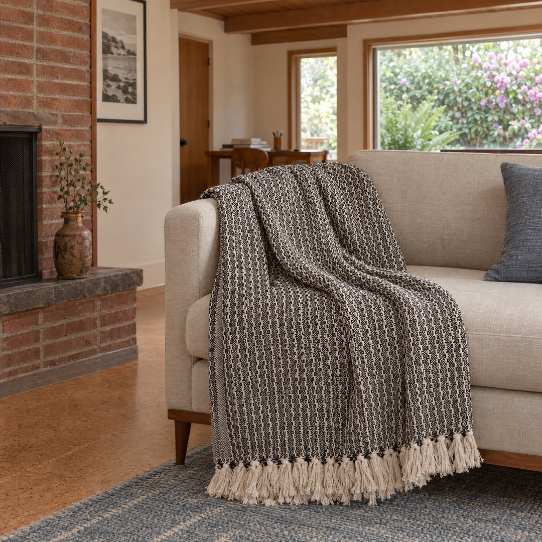 Leon Oversized Throw in Charcoal styled in a Portland home - Whats New Furniture