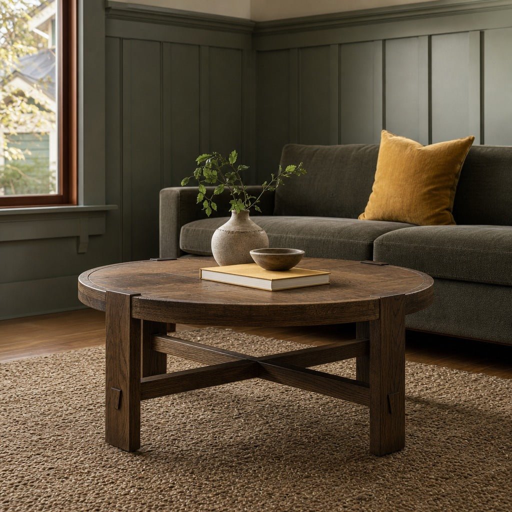 Abstract Coffee Table in ABT032 styled in Portland Hawthorne Craftsmbungalow living room - Whats New Furniture