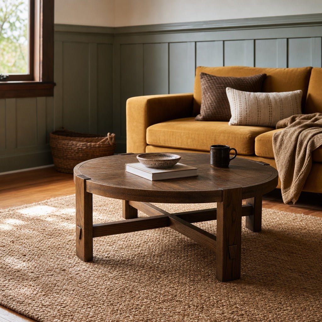 Abstract Coffee Table styled in Portland Hawthorne Craftsmbungalow living room - Whats New Furniture