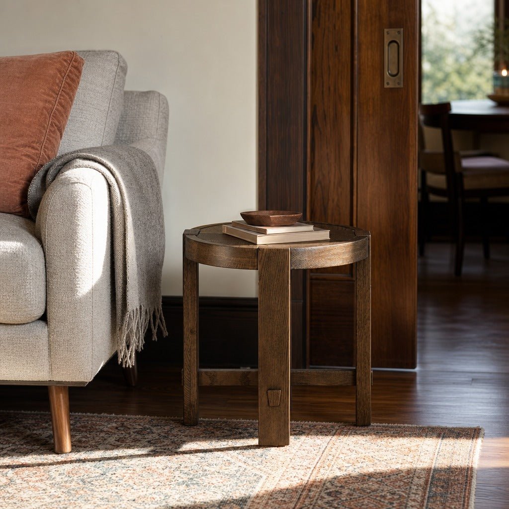 Abstract Side Table in ABT033 styled in Portland Laurelhurst Tudor cottage living room - Whats New Furniture