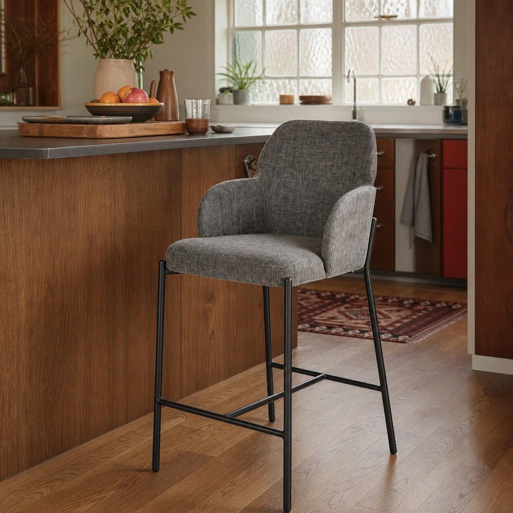 Allegra Counter Stool in Graphite styled in Portland 1960s Garden Home ranch kitchen - Whats New Furniture