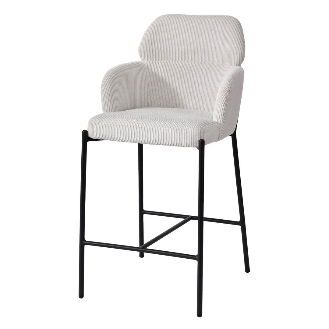 Allegra Counter Stool in Corduroy White - counter stool by LH Imports - Whats New Furniture Portland OR