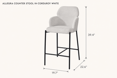 Allegra Counter Stool in Corduroy White dimensions - What&