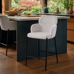 Allegra Counter Stool in Corduroy White styled in Portland Mt. Tabor mid-century daylight ranch kitchen - Whats New Furniture