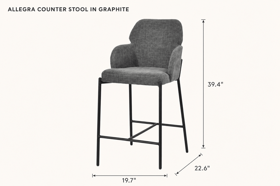 Allegra Counter Stool in Graphite dimensions - What&
