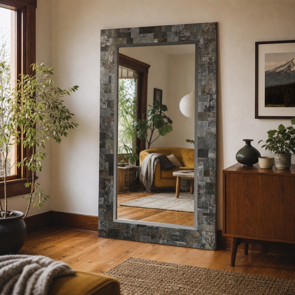 Arcadia Rectangle Mirror styled in Portland Hawthorne Craftsmbungalow living room - Whats New Furniture