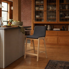 Arizona Counter Stool in Gray styled in Portland converted warehouse flat with warm exposed brick and fir timber beams (no steel, no concrete) kitchen - Whats New Furniture
