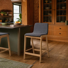 Arizona Counter Stool in Gray styled in Portland converted warehouse flat with warm exposed brick and fir timber beams (no steel, no concrete) kitchen - Whats New Furniture