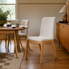 Arizona Dining Chair in Oatmeal styled in Portland 1960s Garden Home ranch dining room - Whats New Furniture