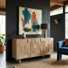 Atlantis Sideboard styled in a bright Portland mid-century modern living room - Whats New Furniture