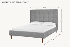 Audrey King Bed in Slate dimensions - What&