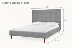 Audrey Queen Bed in Slate dimensions - What&