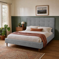 Audrey Queen Bed in Slate styled in Portland Montavillcottage bedroom - Whats New Furniture