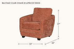 Baltimo Club Chair in Apricot Rose dimensions - What&