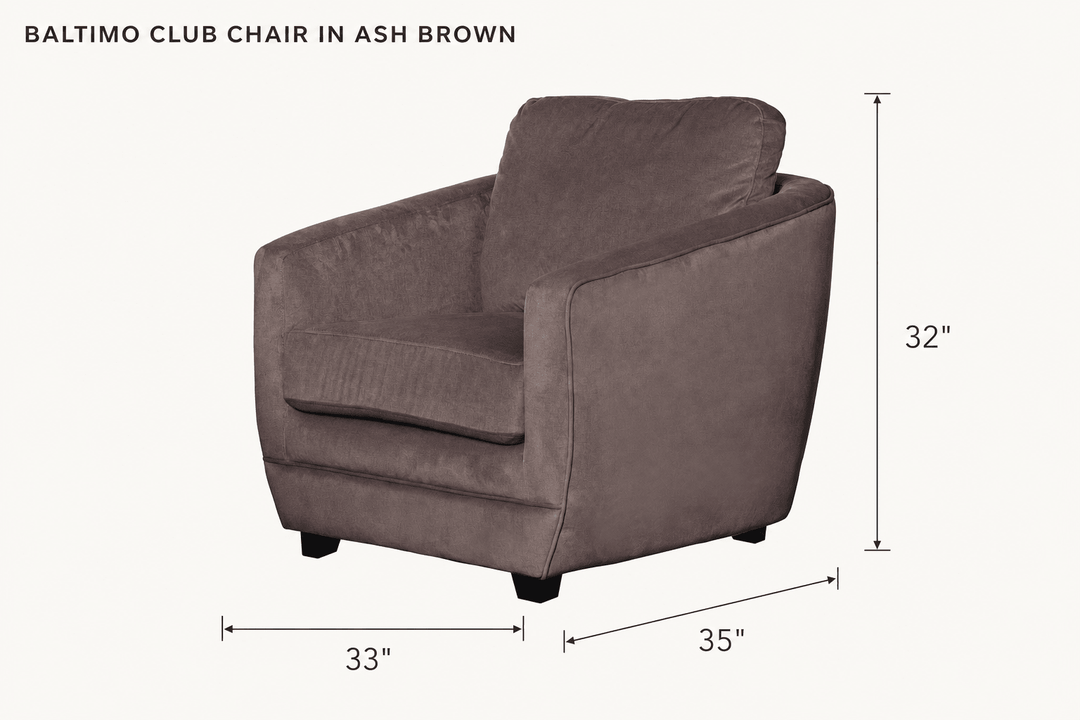 Baltimo Club Chair in Ash Brown dimensions - What&