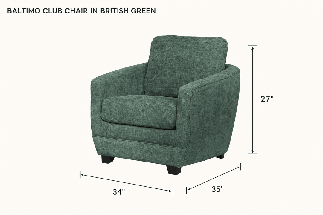 Baltimo Club Chair in British Green dimensions - What&