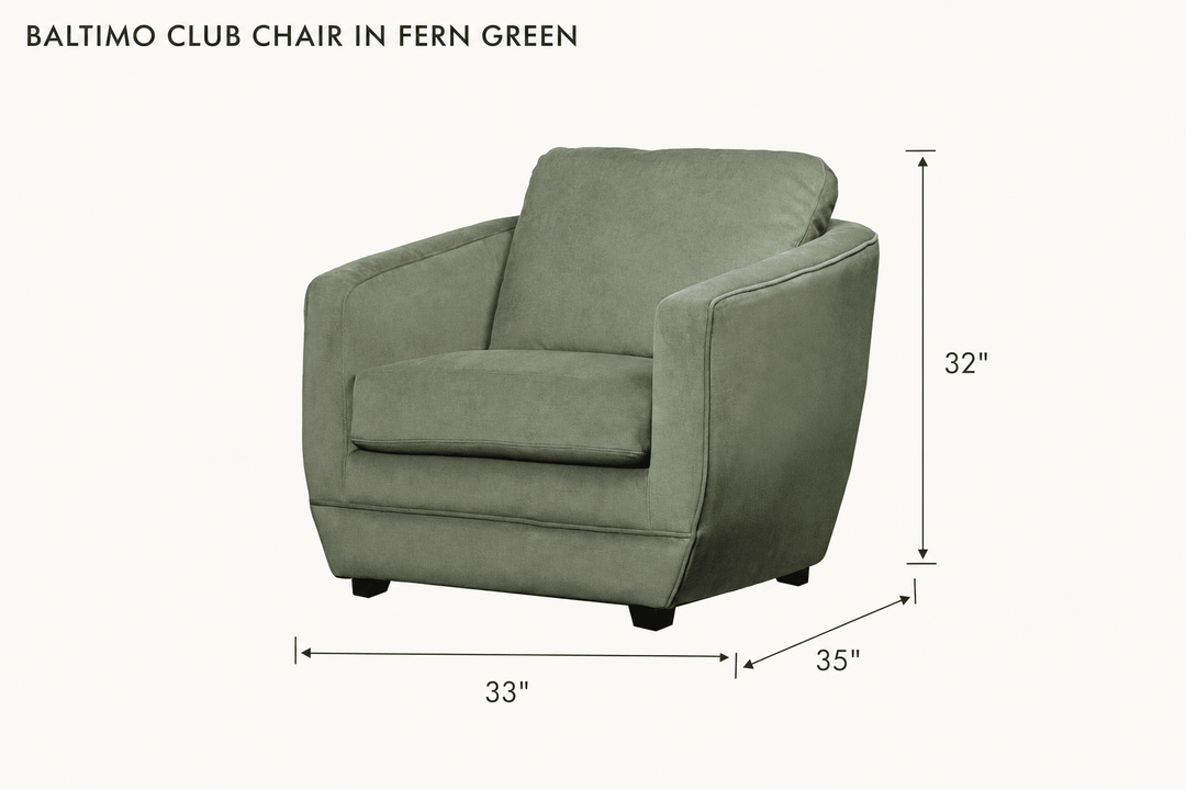 Baltimo Club Chair in Fern Green dimensions - What&