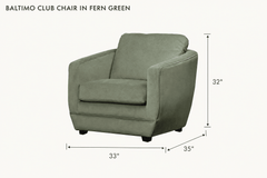 Baltimo Club Chair in Fern Green dimensions - What&